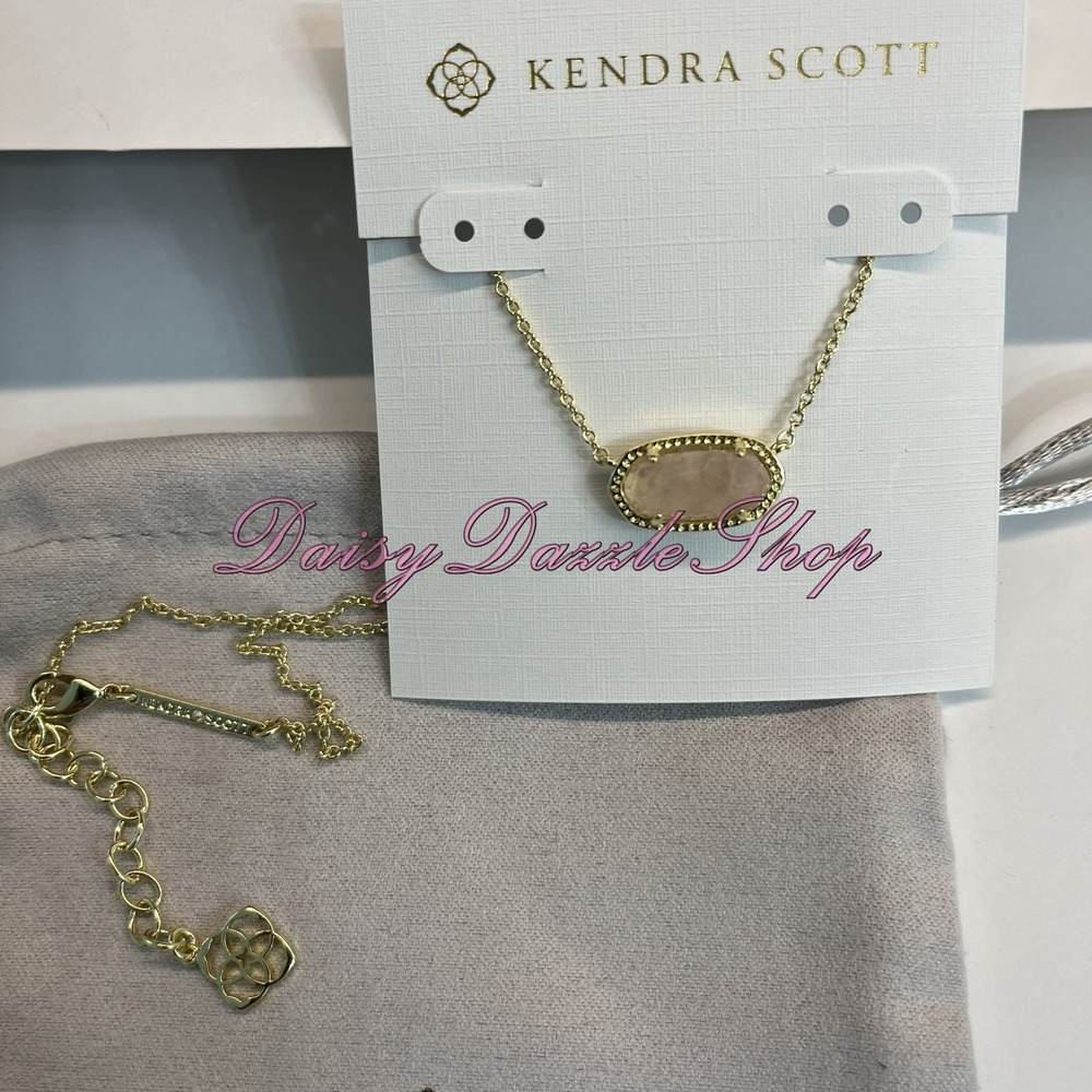 ✨New Kendra Scott Elisa Pendant Necklace 14k Gold Plated Rose Quartz